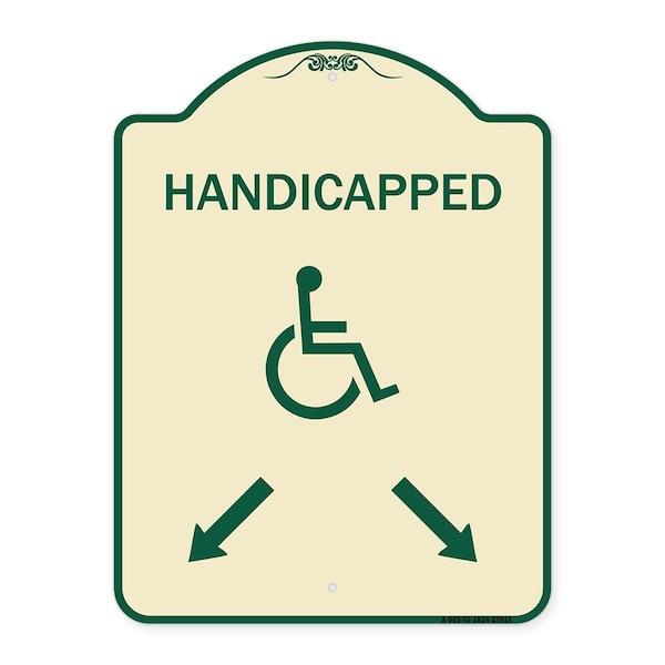 Signmission Handicapped Parking W/ Double Arrows Heavy-Gauge Aluminum Sign, 24" x 18", TG-1824-23915 A-DES-TG-1824-23915 - main